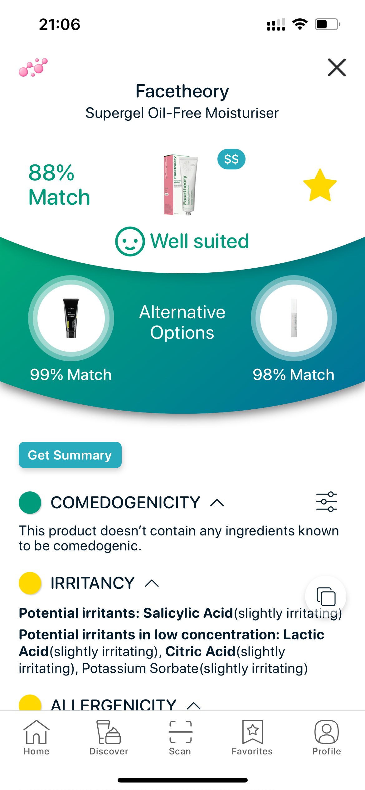 Facetheory Supergel Oil-Free Moisturiser review — AHA and BHA ingredient analysis