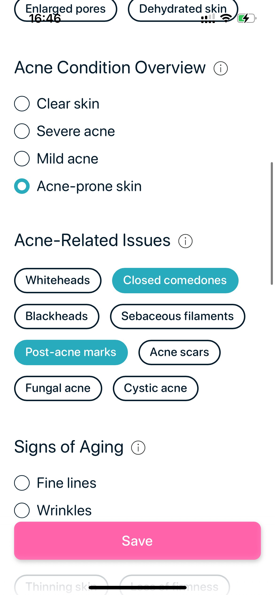 Set up acne-prone skin in the SkinBuddy app to find makeup and skincare safe for your skin type.