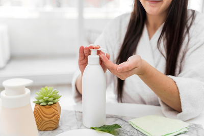 Woman applying skincare from a white bottle—could it contain hidden parabens? Understand what ingredients to look for.