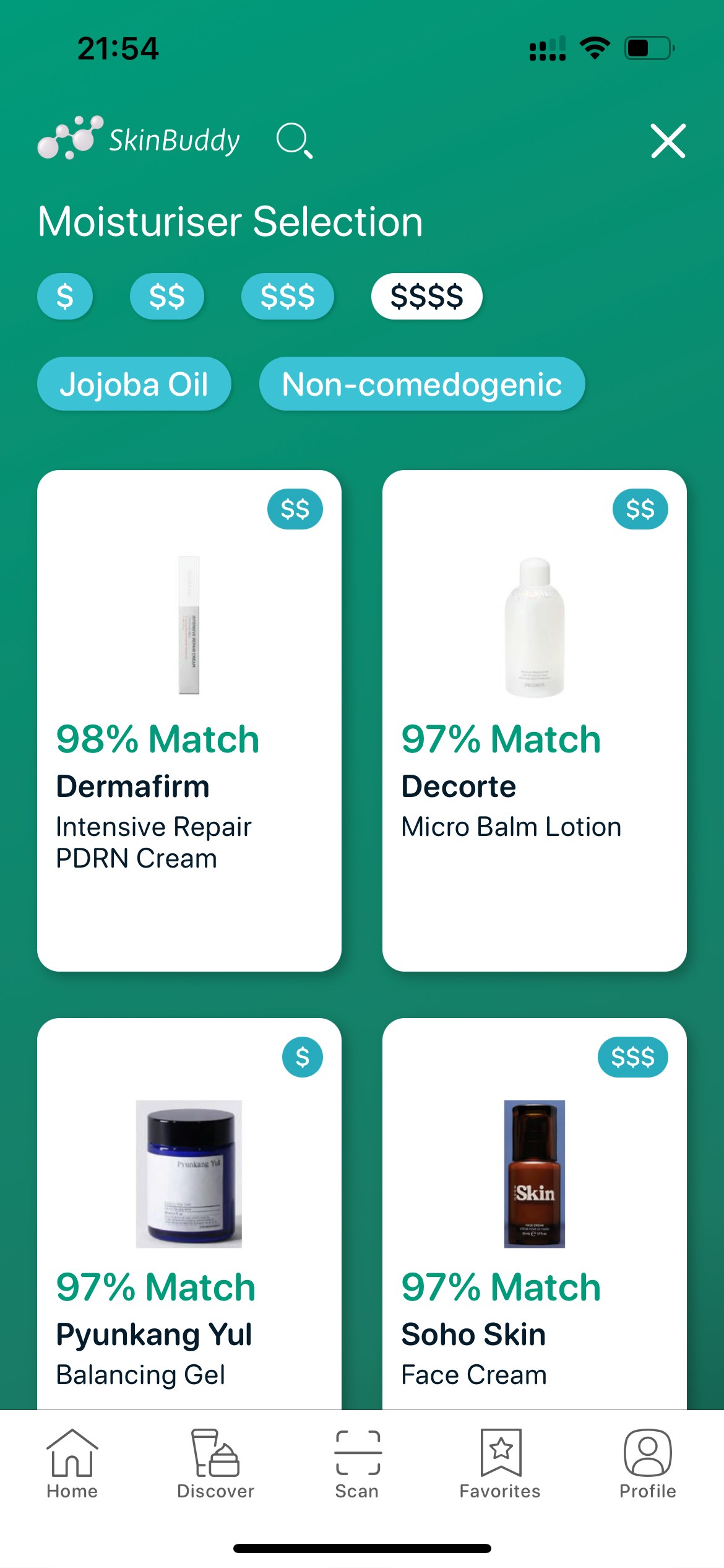 Top moisturisers with jojoba oil — SkinBuddy results highlighting non-comedogenic, barrier-supportive creams