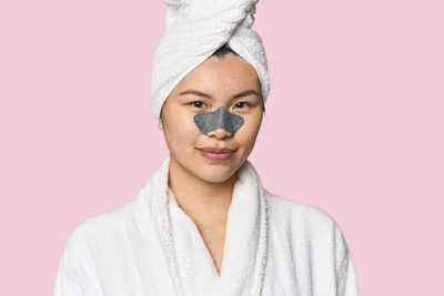 Skincare routine targeting blackheads and clogged pores on the nose area