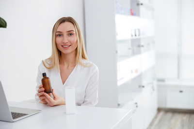 Dermatologist recommending azelaic acid skincare treatment to clients