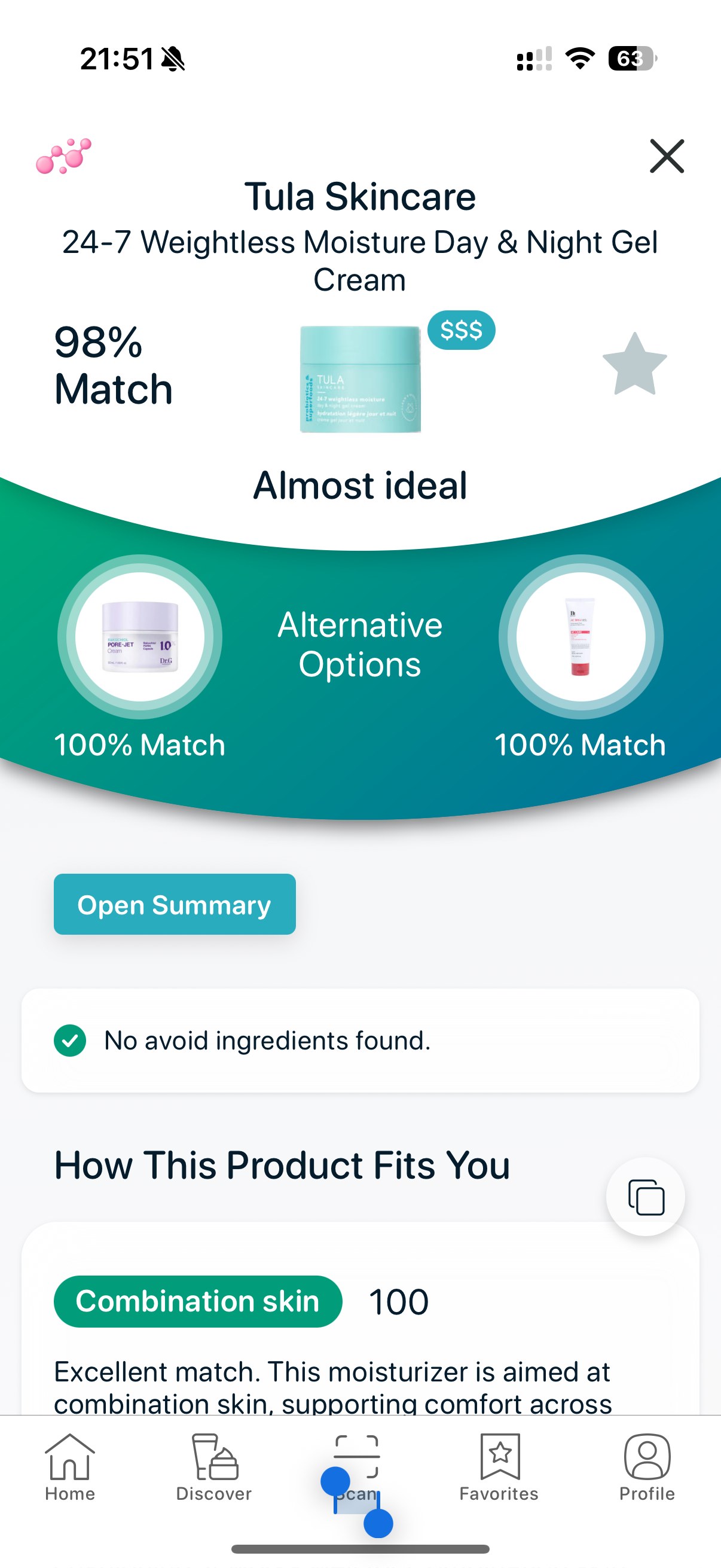 Gel moisturizer with probiotics matched to acne prone skin profile