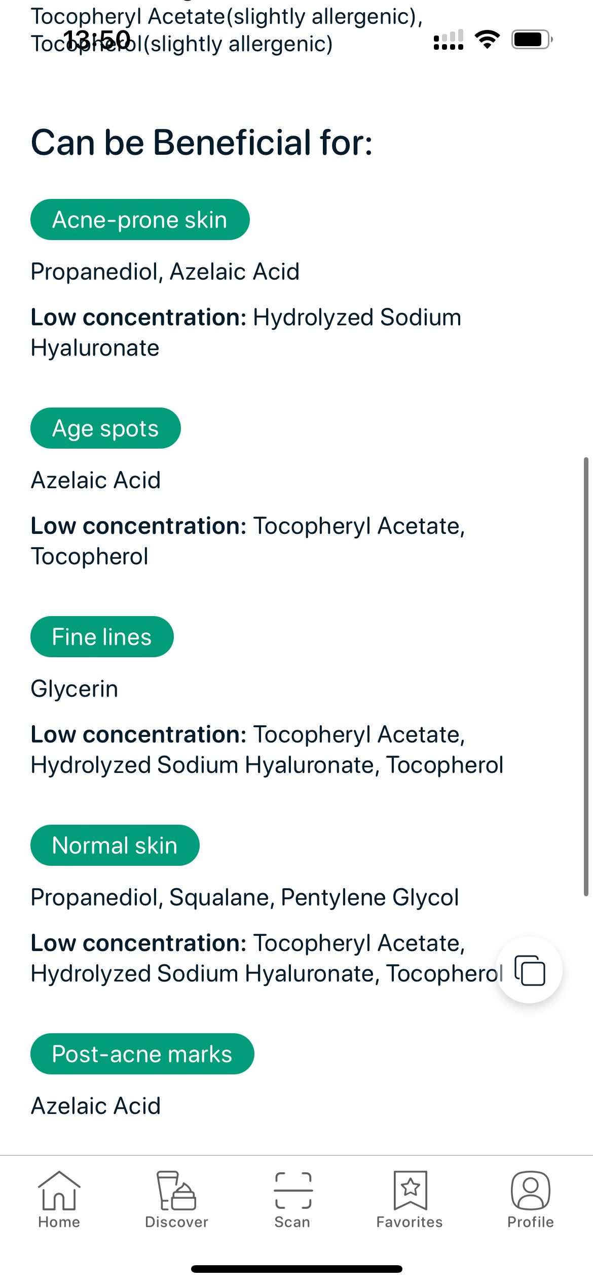 SkinBuddy ingredient-level insights for treating age spots and anti-aging concerns