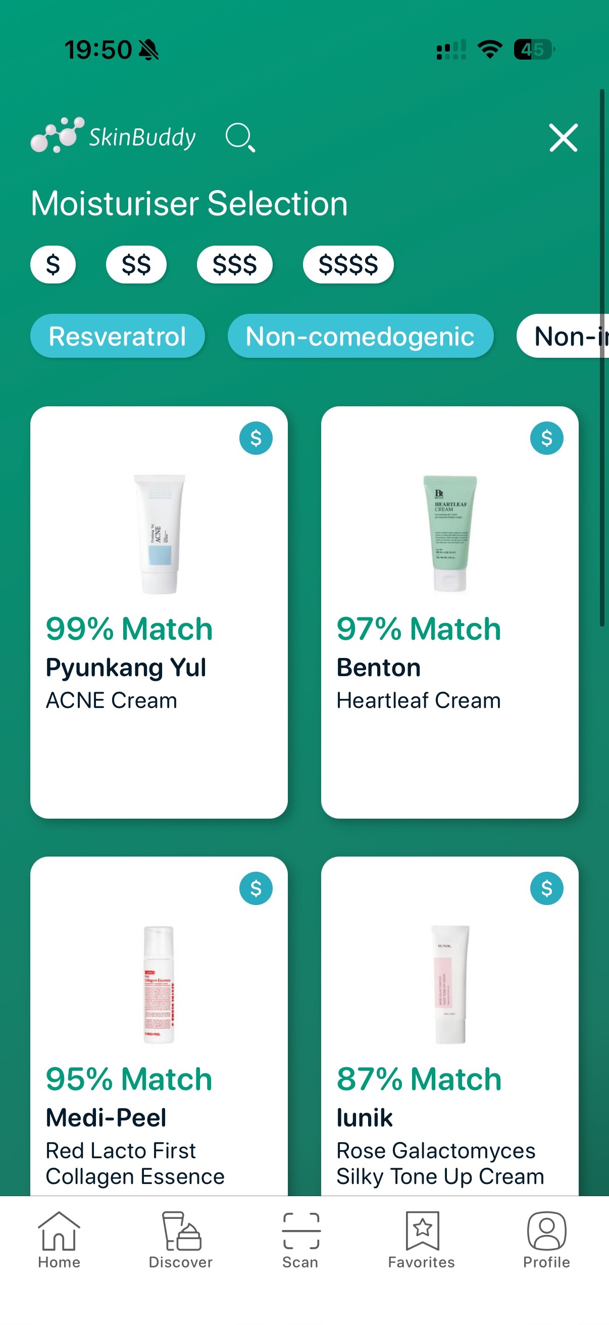 Resveratrol moisturisers recommended by SkinBuddy for acne-prone and sensitive skin