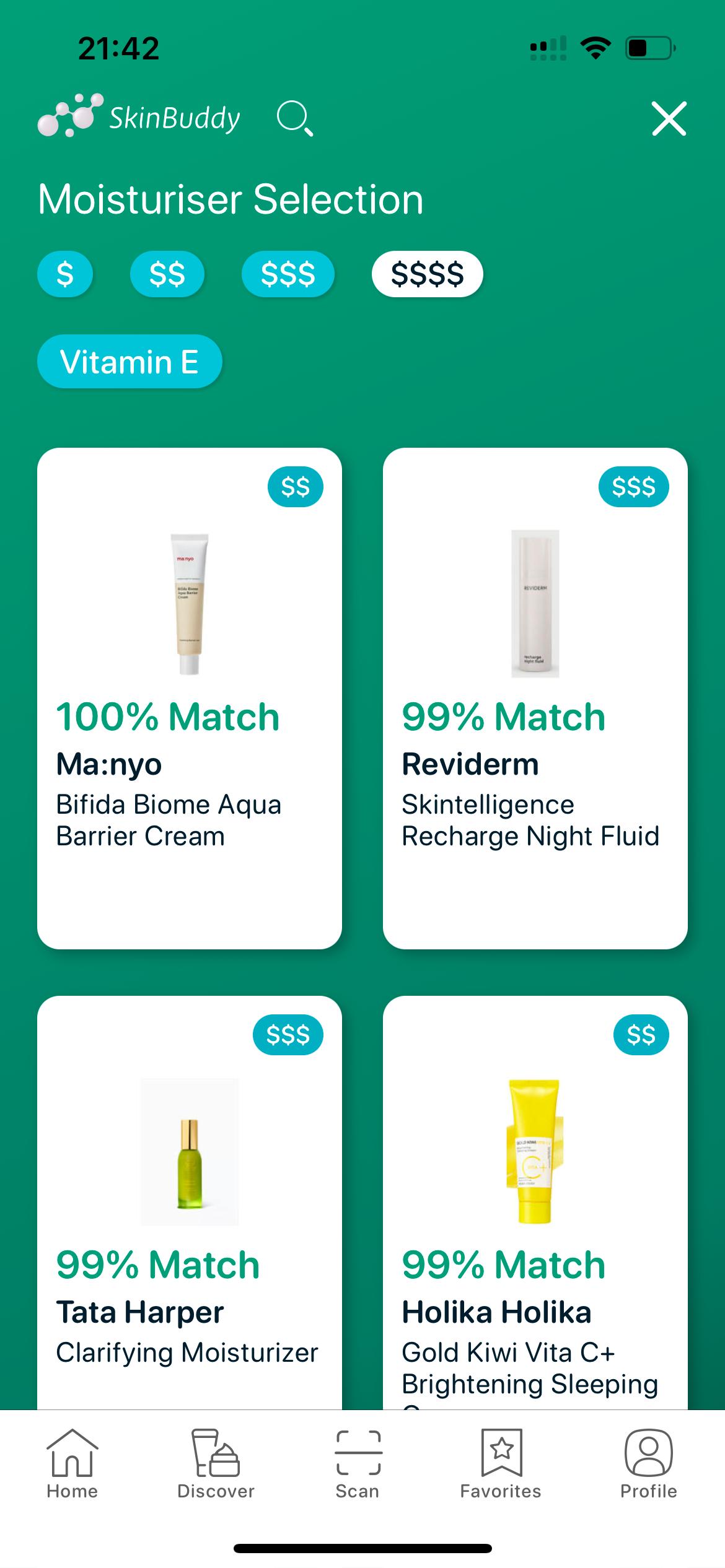 SkinBuddy recommend page