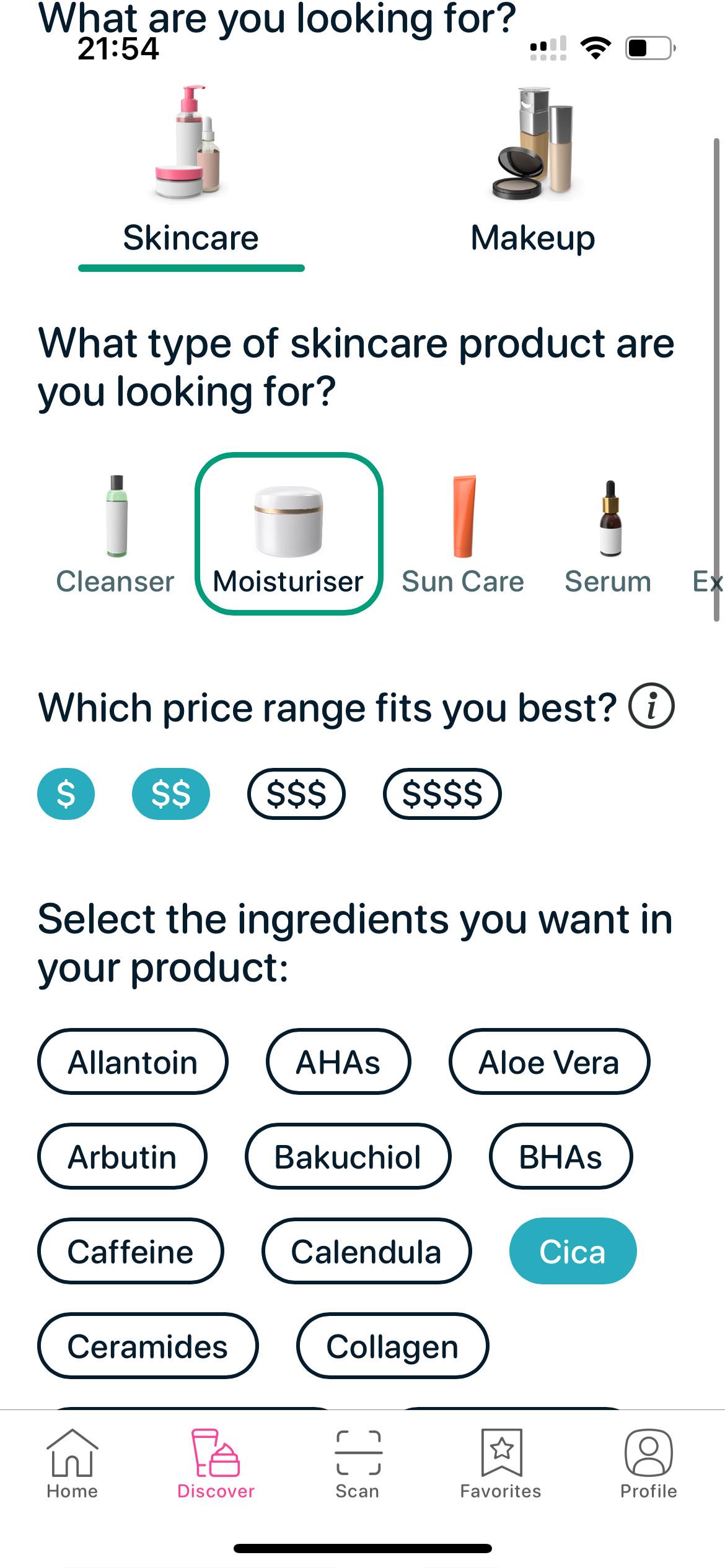 SkinBuddy smart filter page first part