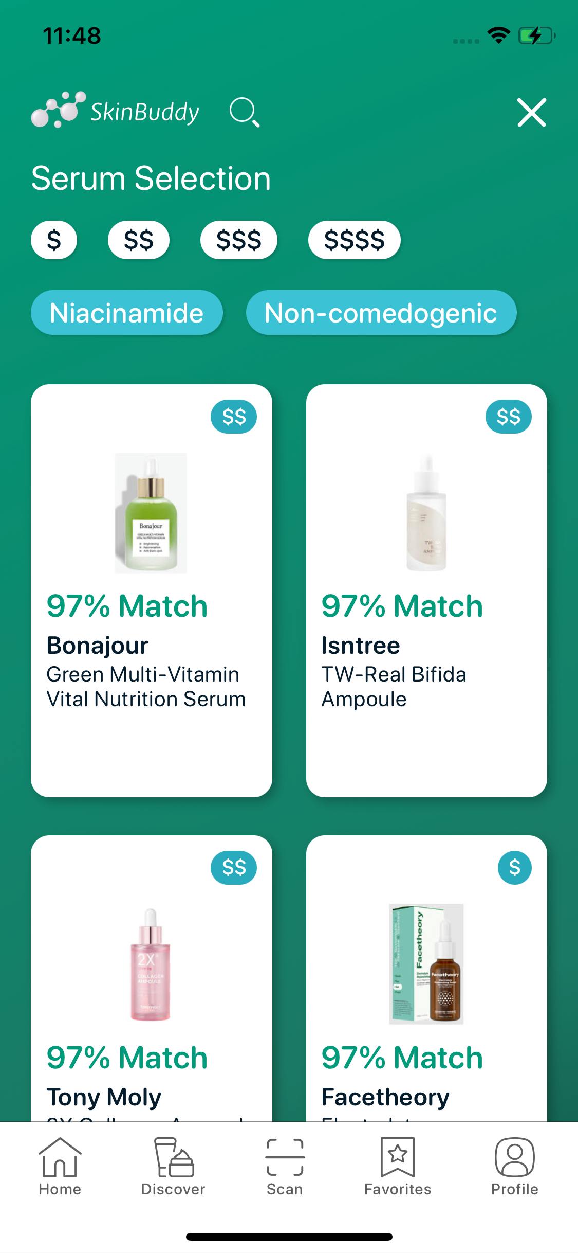 SkinBuddy recommend page