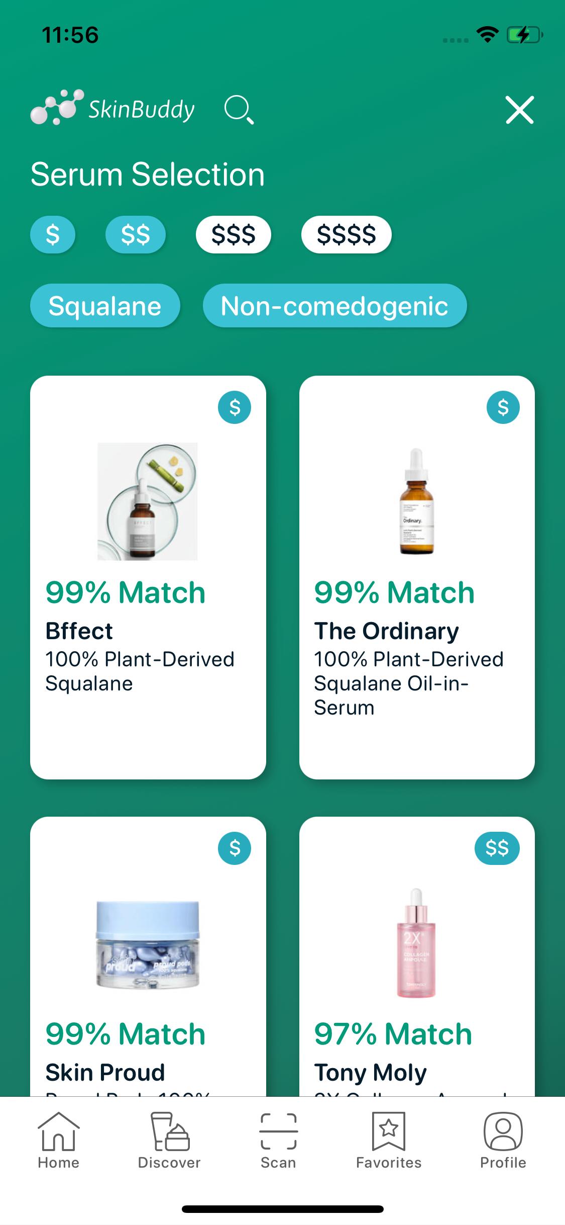 SkinBuddy recommend page