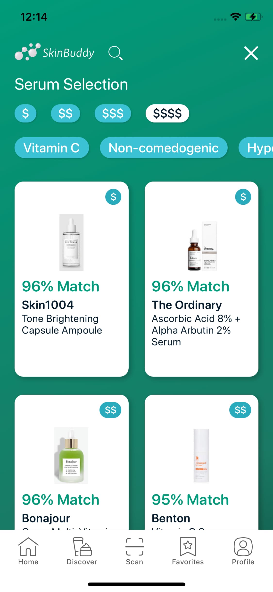 SkinBuddy recommend page