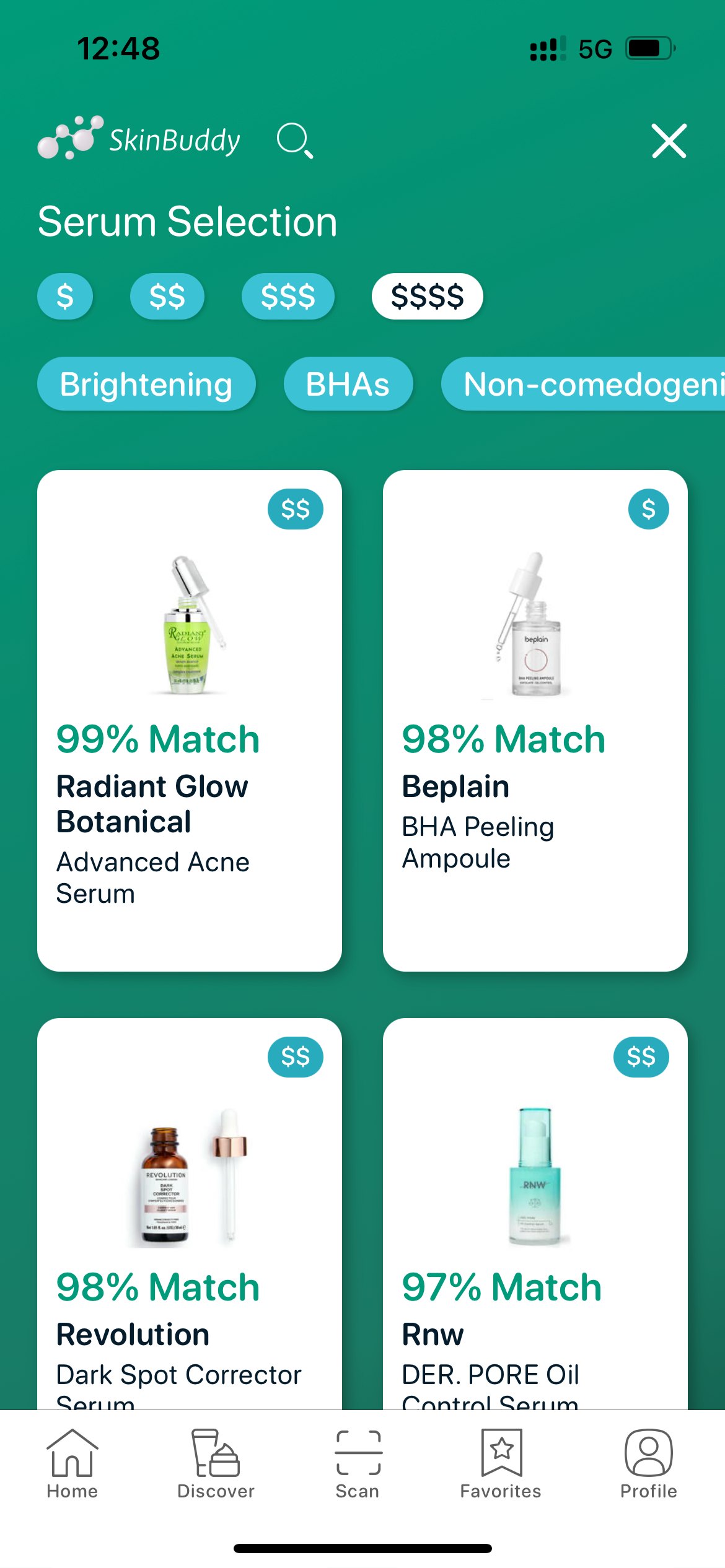 SkinBuddy recommend page