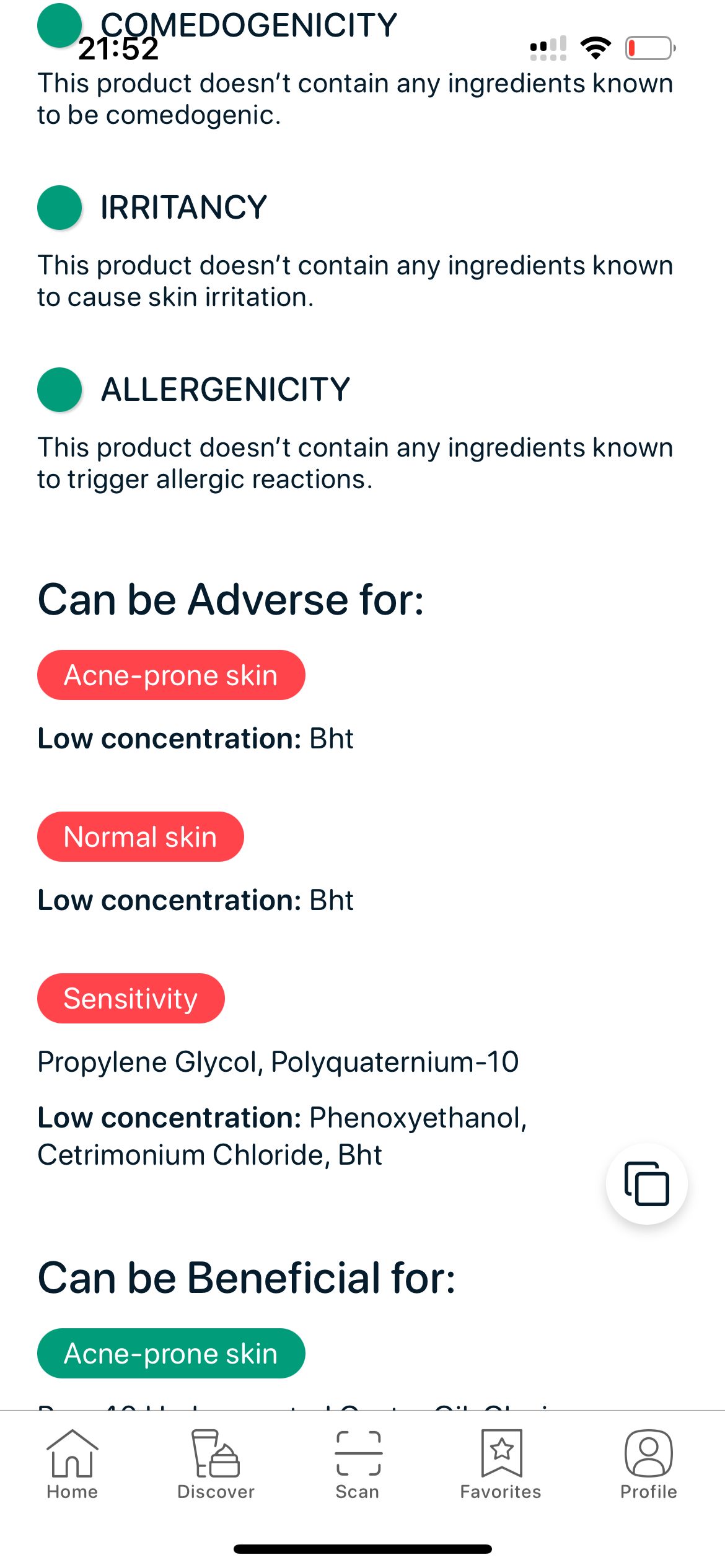 SkinBuddy analyzing skincare ingredients for sensitive and acne-prone skin safety