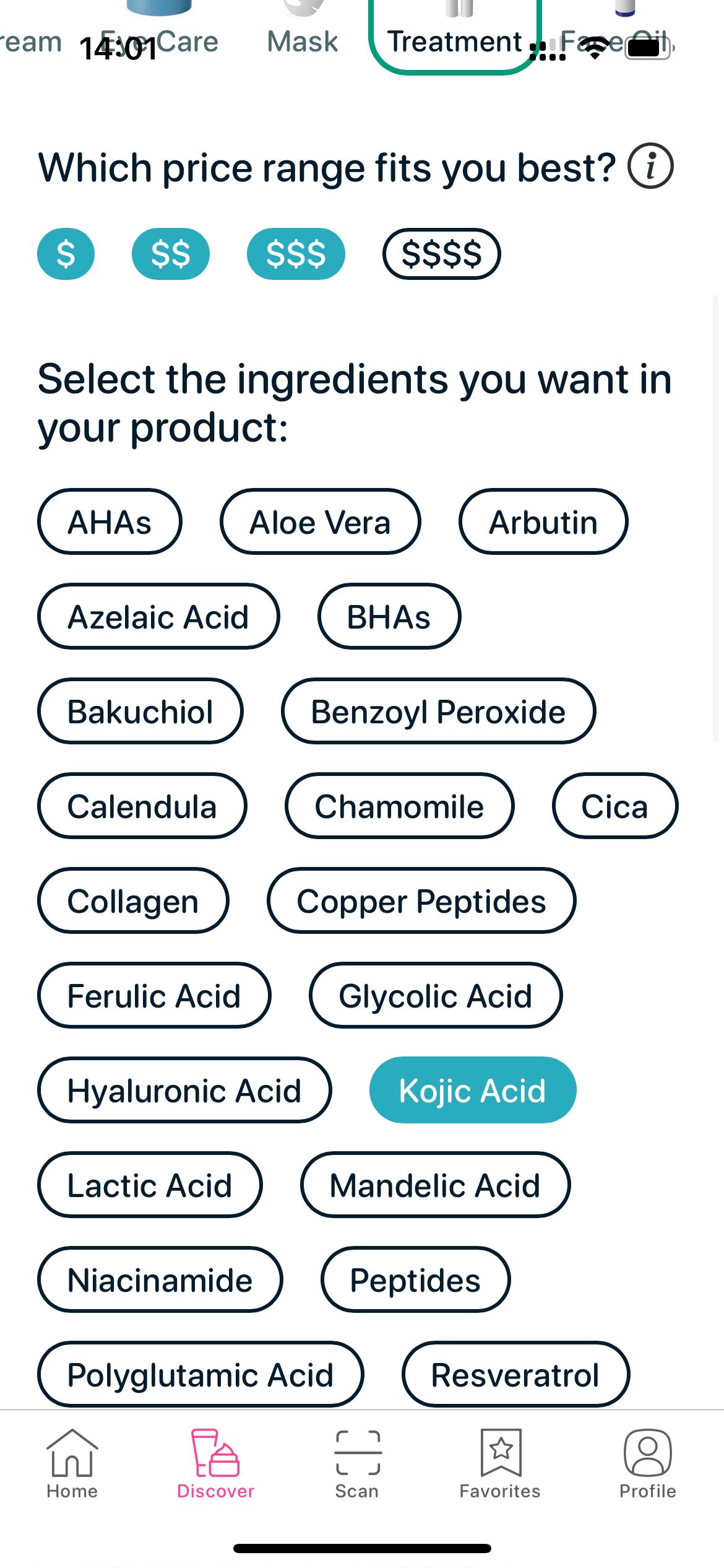 Choosing kojic acid as a brightening ingredient in the SkinBuddy skincare app